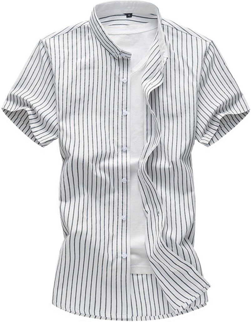 Sommer Männer gewaschen Baumwolle Wild Large Size Kurzarm-gestreiftes Hemd