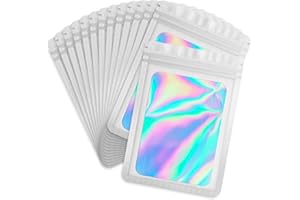 Durimoiy 100 PCS Holographic Bags for Lashes, Small Baggies Sample Bag Packaging Bags for Jewelry, Resealable Bags for Small 