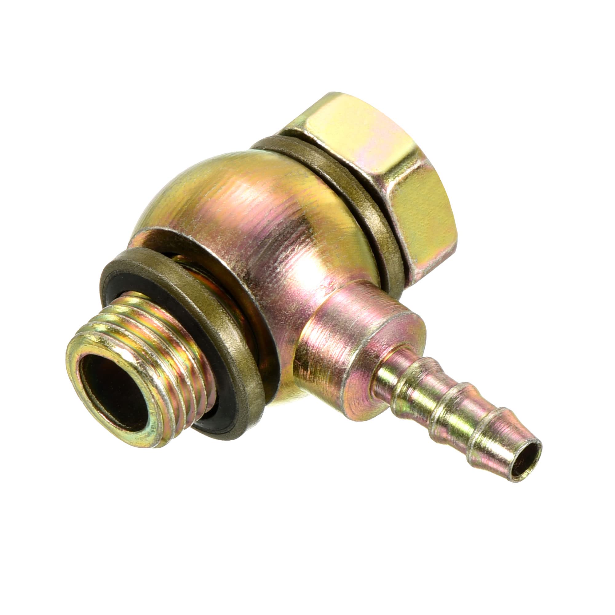 PATIKIL Hose Barb Fitting Elbow 6mm Barbed M12x1.25 Male Thread, Steel Pipe Adapter Connector for Air Water Fuel Oil, Gold