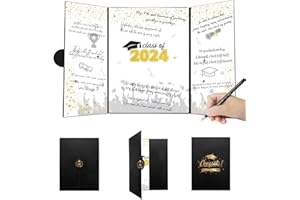 SOWIDE 2024 Graduation Guest Book Alternative Signature Certificate Graduation Party Supplies, Black Gold Class of 2024 Graduation Party Supplies Guest Book for College High School Unique Graduation Gift