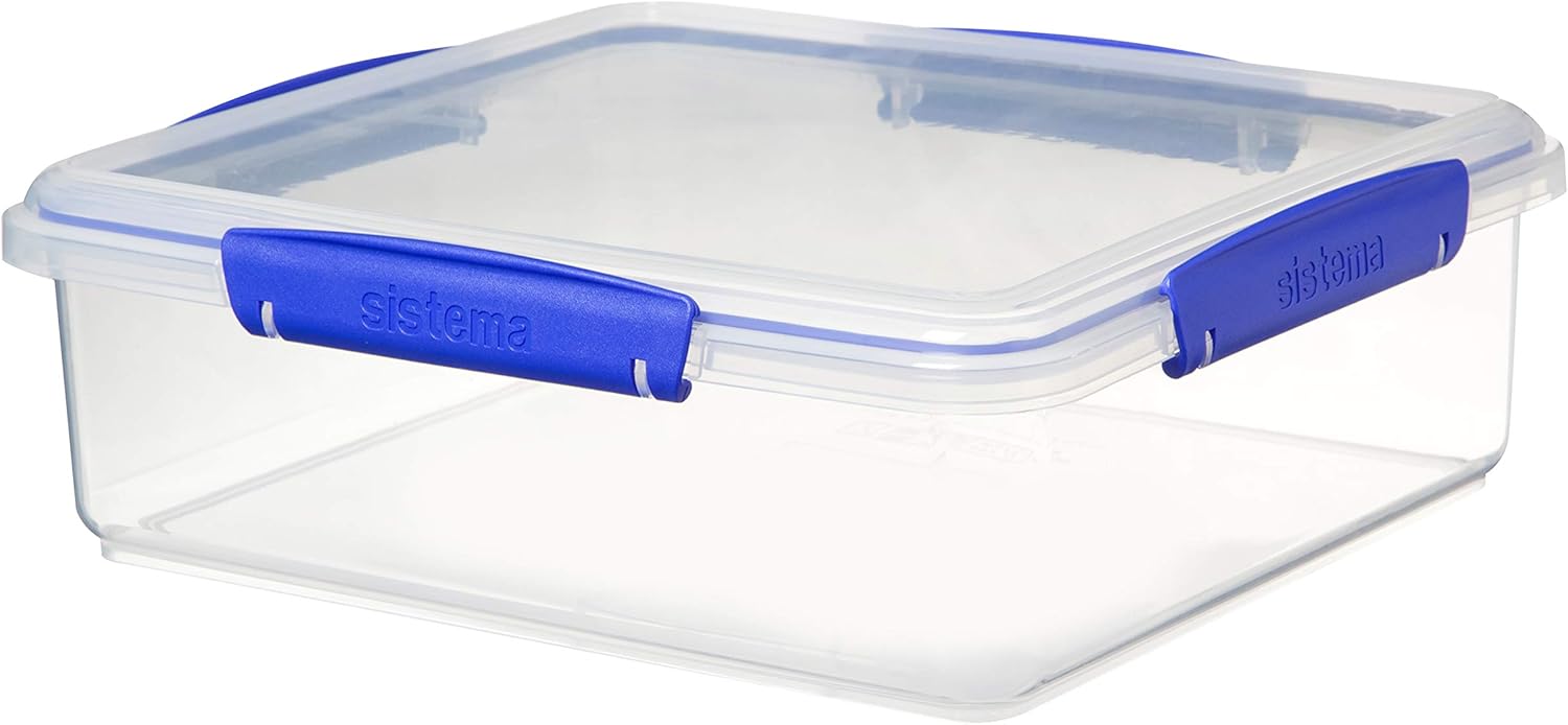Sistema KLIP IT Utility Collection Bakery Box Food Storage Container, 14.8 Cup, Clear/Blue | BPA Free - Food Storage