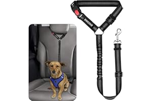 BWOGUE Pet Dog Cat Seat Belts, Car Headrest Restraint Adjustable Safety Leads Vehicle Seatbelt Harness (1 Pack, Black, Elasti