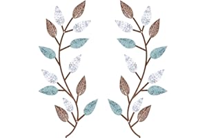 Zhengmy 2 Pieces Metal Tree Leaf Wall Decor Vine Olive Branch Leaf Wall Art Living Room, Hallway Wall Decor Outdoor Decoratio