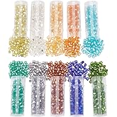 HOBBIESAY 1200Pcs Glass Tube Beads Bulk 3mm Mini Square Seed Beads Crystal Spacer Tube Bead Small Craft Bead for DIY Bracelets Earring Necklace Jewelry Making Hole: 1-1.2mm,3~4x2.5~3x2.5~3mm