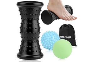 Maliton Massage Ball & Foot Roller - 3-in-1 Set with Spiky Ball, Lacrosse Ball, Massage Roller - Plantar Fasciitis Relief and Heel Spur Pain, Trigger Point Therapy for Deep Muscle Massage.