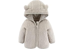 Gajaous Infant Baby Boys Girls Cartoon Fleece Jacket Hooded Coat with Ears Warm Zipper Up Outwear