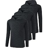 Ullnoy 3 Pack: Youth Boys Long Sleeve Hoodie Shirts dry fit hoodies for teen boys Active Long Sleeve Hoodie Sweatshirts