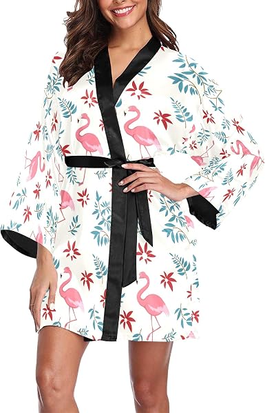 flamingo kimono robe