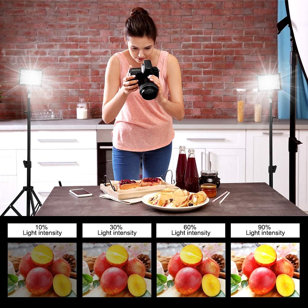 3 Packs 70 LED Video Light with Adjustable Tripod Stand/Color Filters, Obeamiu 5600K USB Studio Lighting Kit for Tablet/Low Angle Shooting, Collection Portrait YouTube Photography : Camera & Photo