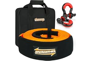ZOSTERA Heavy Duty Tow Strap 3" x20' Recovery Strap(Orange) Tested 35,000 lbs Break Strength Emergency Off Road Towing Rope with 3/4 D Ring Shackle Storage Bag