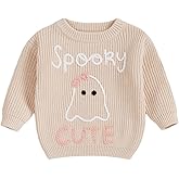 Toddler Baby Boy Girl Sweater Embroidery Knit Pumpkin Sweater Pullover Sweatshirt Halloween Outfits