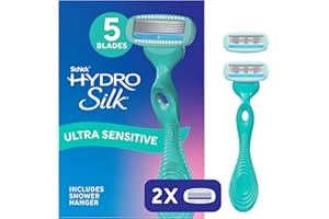 Schick Hydro Silk Sensitive Women's Razor | 5-Blade Razors for Women Sensitive Skin | Womens Razors Sensitive Skin | 1 Handle & 2 Razor Blade Refills