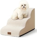COZY KISS Dog Stairs 3-Tier Curved Ramp for Small Dogs Beige 15.7x22.4x15.7