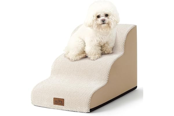 COZY KISS Dog Stairs for Small Dogs 15.7" H, Pet Step with Leakproof Cover, High Density Foam Cat Ramp for Couch, Sofa or Cha