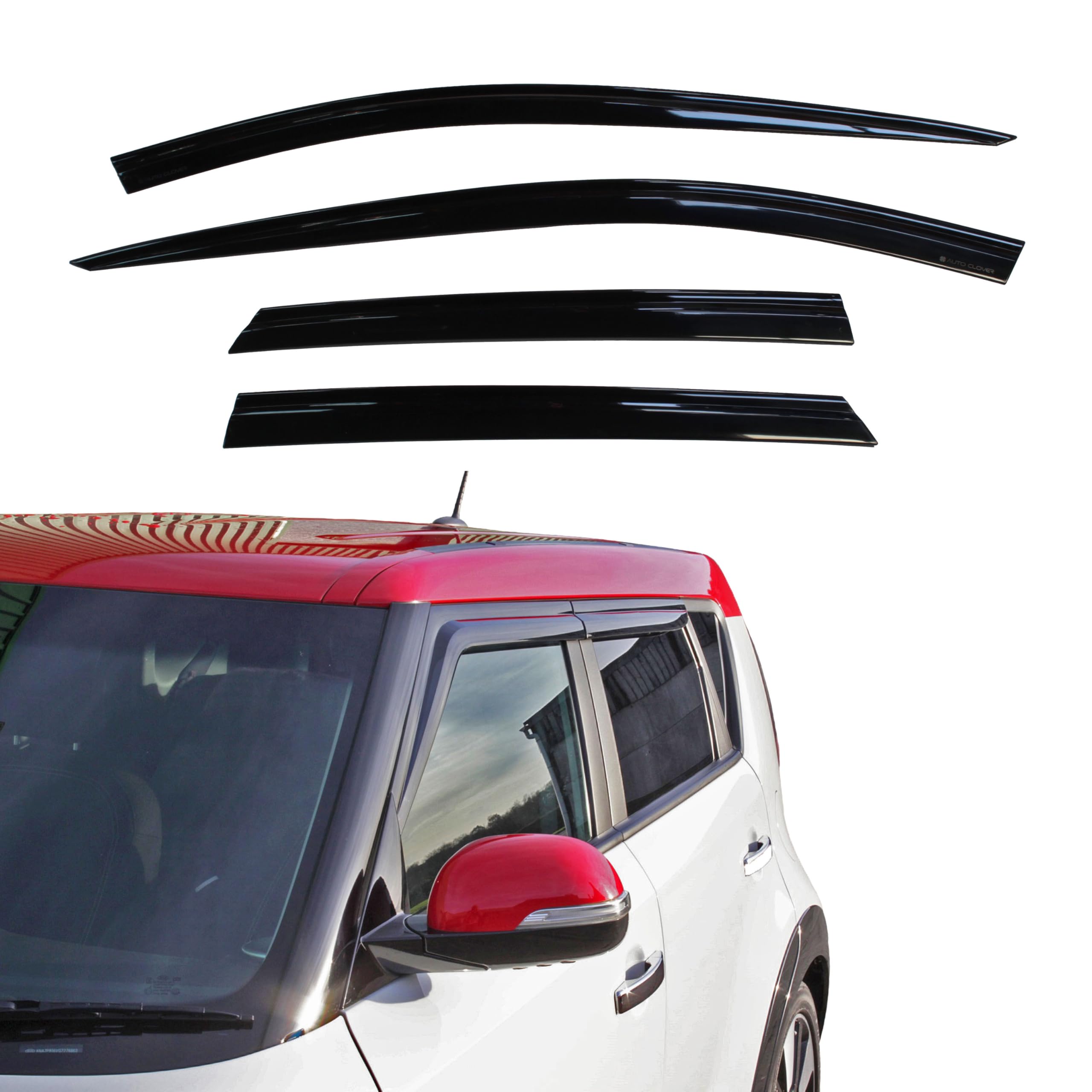 AUTO CLOVER Wind Deflectors Set for Kia Soul 2014-2019 (4 pieces)