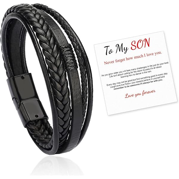 Bracelet homme cur et textle tssé Bjou Homme marn Cadeau | Etsy France