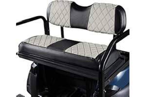 NOKINS Golf Cart Diamond Vinyl Seat Covers, Fit Club Car Precedent/DS/EZGO RXV/TXT/Yamaha Drive Aftermarket Regular Rear Seat Cushion, No Stapler, Multiple Colors and Breathable(Oyster Gray&Black)