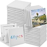 48 Pcs Mini Canvases for Painting, 4x4 Inch White Primed Acid Free Blank Canvas Boards, Cotton Small Panels for Oil Watercolor Acrylic Paint, Projects Home Wall Decor
