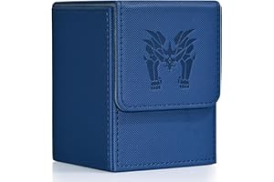 UAONO Card Deck Box for Yugioh MTG Cards, 100+ Deck Case with 2 Dividers Fits TCG CCG, PU Leather Card Storage Box Compatible with Collectible Trading Cards (Blue, Tormentor)