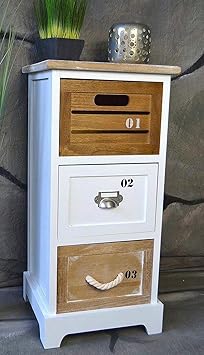 Livitat® Kommode Landhaus mit Schubladen Regal Badregal Badschrank Schrank Maritim 64 cm Höhe LV1059