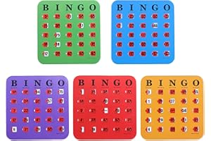 Reusable Bingo Cards with Shutter Sliders, 5-Pack Fingertip Game for 2 Players with Logic Thinking, Durable Paper Constructio