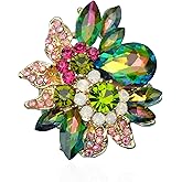 CSY Luxury Women's Austrian Crystal Leaves Flower Big Cocktail Statement Rings Stretch Adjustable Ring Jewelry Accessories