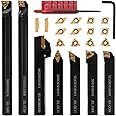 21-Piece Indexable Lathe Turning Tool Kit - 5/8 (16mm) Shank 7 Metal Lathe Tool Holders and 14 Carbide Inserts for Precision Turning, Grooving, Threading, and Boring