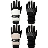 SATINIOR 2 Pairs Kids Waterproof Winter Snow Gloves Ski Gloves for Boy Girl Outdoor Warm Thickening Snowboar