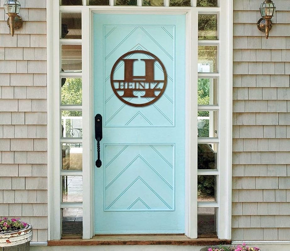 Monogram Front Door Circle, Last Name initial, Door Decor
