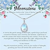 PUPILLEMON 925 Sterling Silver Moonstone Necklace for women, Moon Stone Daisy Filigree Pendant Necklaces With an Elegant Card,Moonstone Jewelry Gift for Women