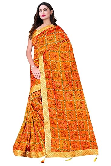 cHITRAKSHI GHOOMAR BANDHNI PRINT SAREE WITH BLOUSE PIECE