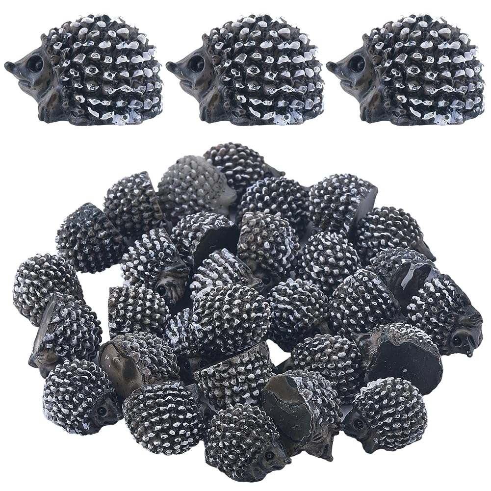 GORGECRAFT 30Pcs Mini Hedgehog Figurines Bulk Garden Statues Resin Tiny Hedgehog Figurine Fairy Animal Figure Moss Landscape Ornaments for Plants Pots Bonsai Crafts Outdoor Home Decoration