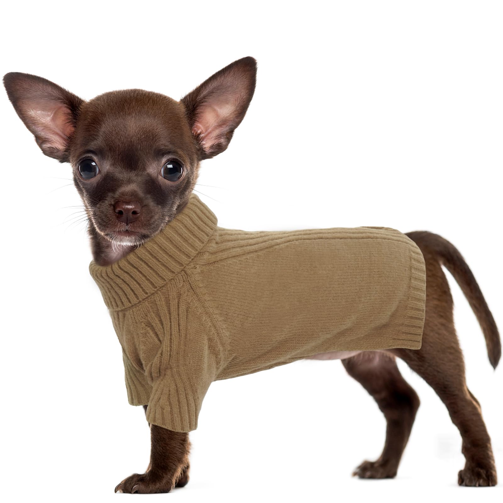 IECOii Small Dog Christmas Jumper - Turtleneck Cold Weather Puppy Clothes, Knitted Warm Dog Jumpers for Pug, Dachshund — image 1