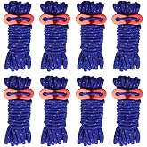 Smithok 8 Pack 4mm Guy Lines Ultralight Tent Cords with Aluminum Adjuster Tensioner Outdoor Camping Guylines Ropes for Tent Tarp,Camping,Hiking Backpacking (Blue)