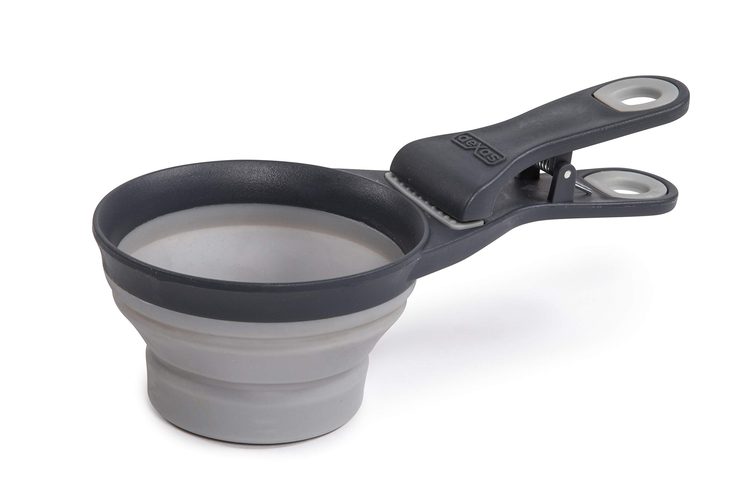Photo 1 of Dexas Pets Collapsible KlipScoop Collapsible Dry Dog Food Scoop and Dog Food Bag Clip, 1 Cup Capacity, Light Gray (PW660432429)