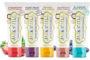 Jack N' Jill Natural Toddler Toothpaste - Fluoride Free Training Toothpaste for Toddlers 1-3, 40% Xylitol, BPA Free - 1.76 oz (Variety Pack of 5)