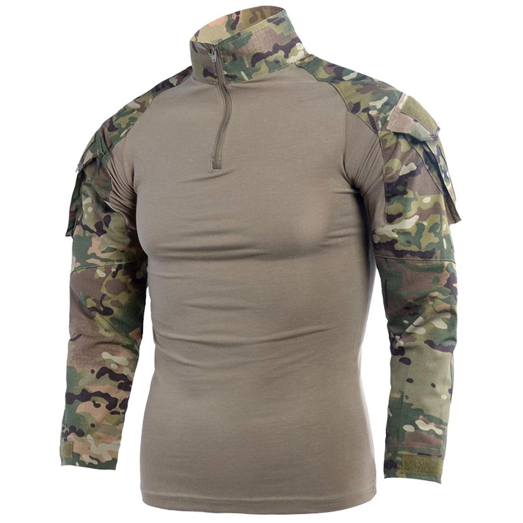 LANBAOSI Mens Ripstop Tactical Shirt Long Sleeve Combat Shirt Multicam Military T Shirts Airsoft Hunting Woodland, Cp-ge, S