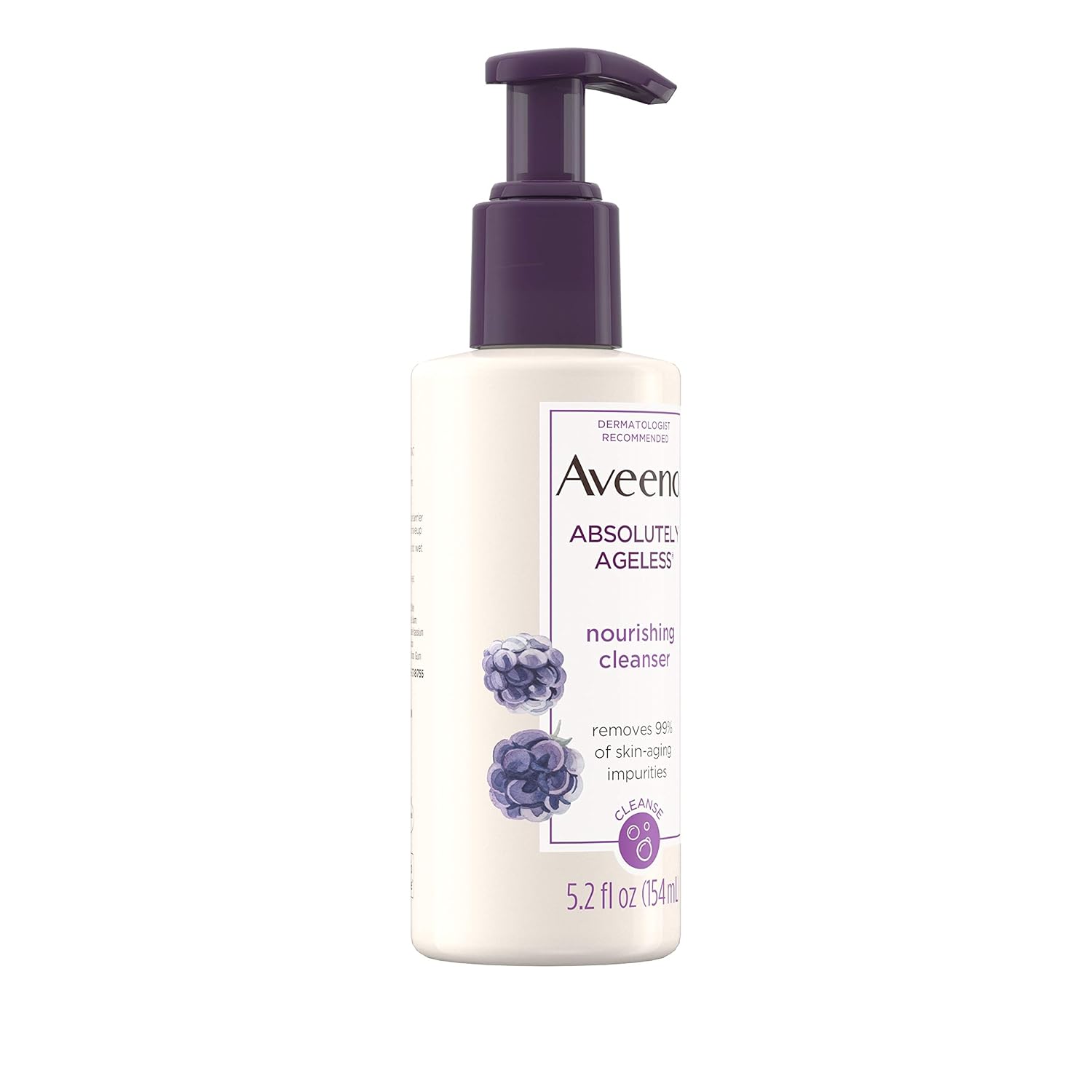 Aveeno Absolutely Ageless Nourishing Daily Facial Cleanser with Antioxidant-Rich Blackberry Extract, Non-Comedogenic Face Wash from Dermatologist-Recommended Brand, 5.2 fl. oz: Beauty