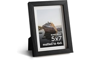 HAUS AND HUES 5x7 Picture Frame with Real Glass and Black Oak Matted to 4x6 - Oak 5x7 Picture Frame - Includes American Oak, Easel Back, Vertical Hang - Ideal for Home, Room, Office (5x7 in, Black)
