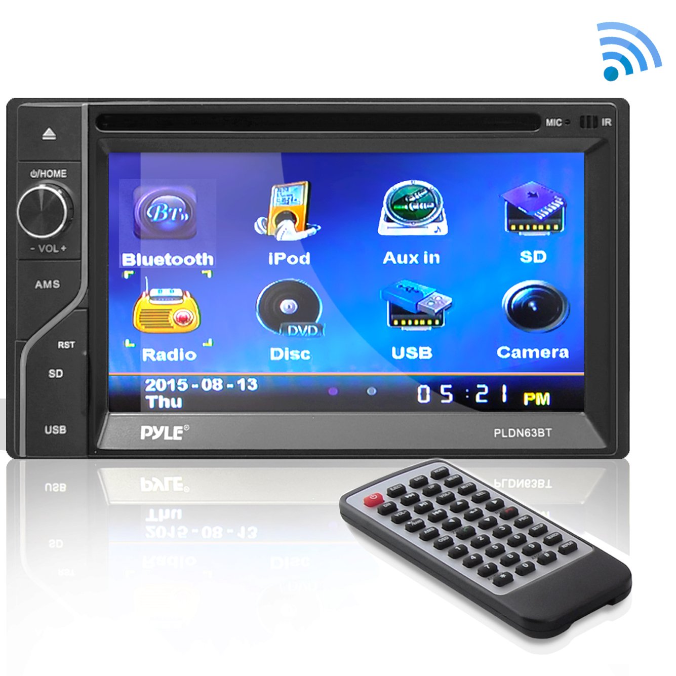6.5&rdquo; in-Dash Touchscreen Double DIN - Bluetooth Head Unit Receiver w/Handsfree Calling, LCD Monitor, DVD/CD Player, USB/Micro SD Card Slot, AM FM Radio, and RCA to AUX Input - Pyle AZPLDN63BT