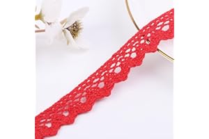 DYSHIPEN 30Yards Lace Ribbon 0.7Inch Wide Multi-Colored Lace Edge Trim for Sewing,Crochet Lace for Craft,Costume or Jewelry and Sewing (Red)