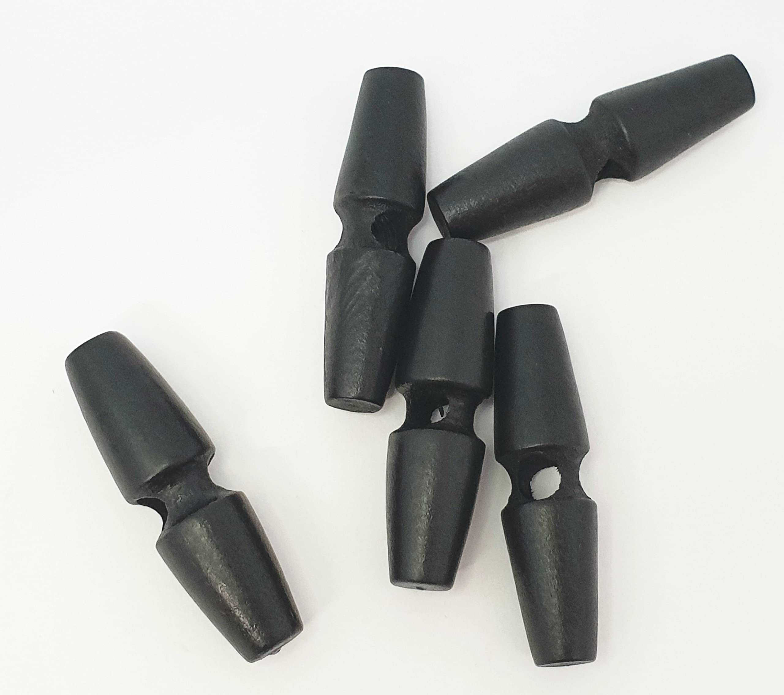 MajorCrafts 10pcs 50mm Black Single Hole Large Sewing Toggle Barrel Wood Buttons Craft Embellishments