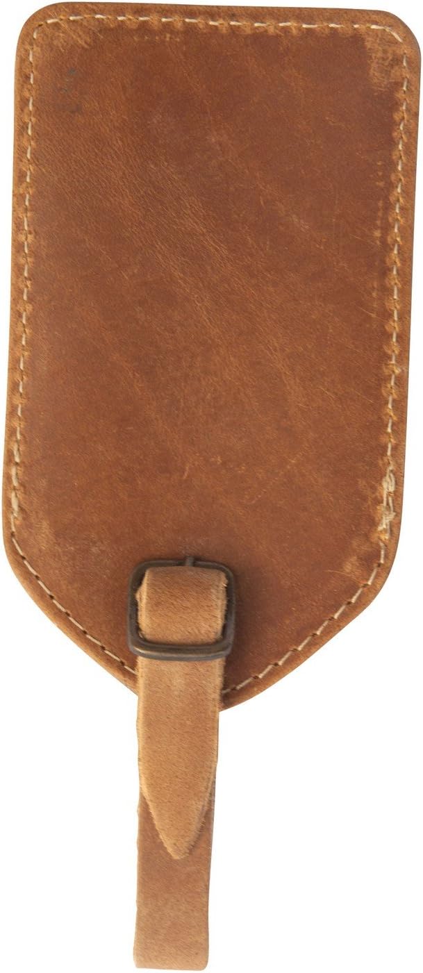 tan leather luggage tag