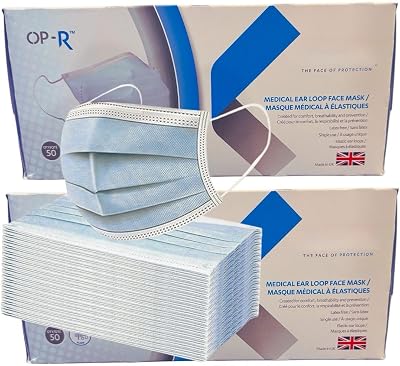 Ruiyang 100 Blue 3 Ply Face Masks Breathable Triple Layer Mouth Cover Elastic