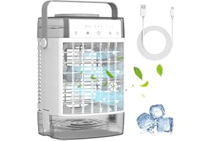 BRIGIN Portable Air Conditioners,1600ml Portable AC Unit with 2/4/8H Timer, Powerful 3 Speeds 7 Colors LED Evaporative Air Cooler, Personal Mini Air Conditioner Portable for Room Office Bedroom