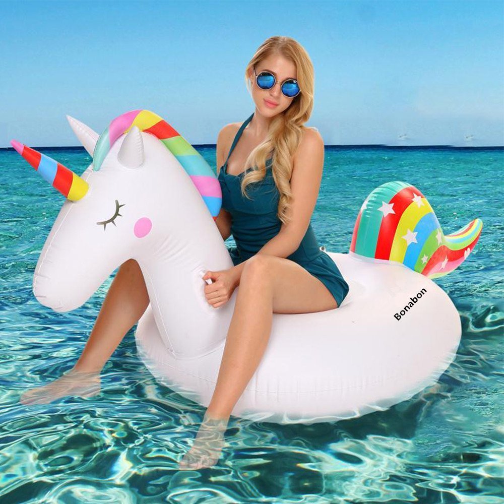 Bouée Licorne Gonflable Géant Flotte Licorne dans la Piscine pour Fête de Piscine pour Enfant et Adulte