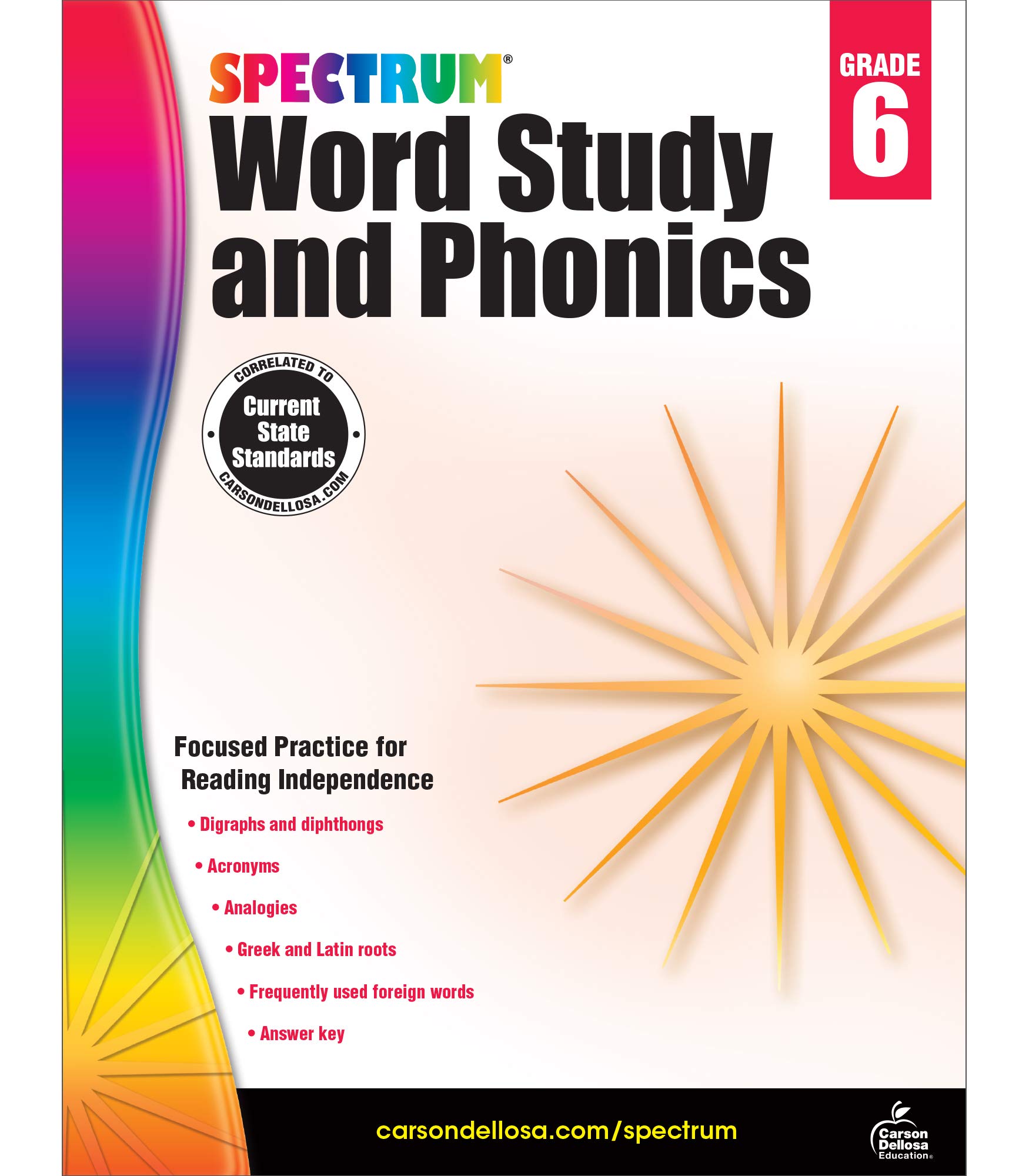 spectrum word study and phonics workbook grade 6 root words analogies acronyms digraphs vocabulary builder classroom or homeschool curriculum 168 pgs spectrum 9781483811871 amazon com books