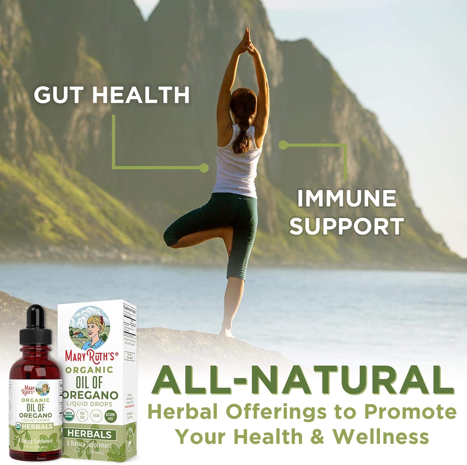 USDA Organic Oil of Oregano Liquid Drops by MaryRuth's | Vegan Herbal Blend with Organic Extra Virgin Olive Oil | Immune System & Gut Health | Non-GMO, Sugar Free, Alcohol Free Tincture | 1oz: Health & Personal Care