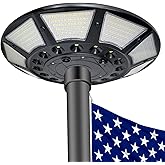 Flag Pole Light Solar Powered 566 Ultra Bright 6000K White LED Lights with DC Charge Port Full Coverage for 5’x8’ Flags 20 Hrs of Illumination Outdoor Dusk to Dawn Fits 15-40 ft Flagpoles
