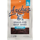Archer Grass Fed Beef Jerky, Original, 9g Protein - 2.5 oz | Tender 100% grass-fed jerky, 9g protein per oz, no MSG, gluten free, keto, shelf stable
